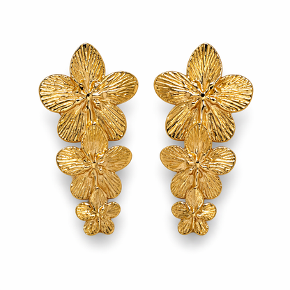 Arete triple flor hawaiana