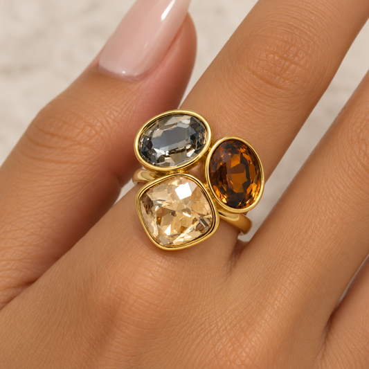 Anillo triple gema